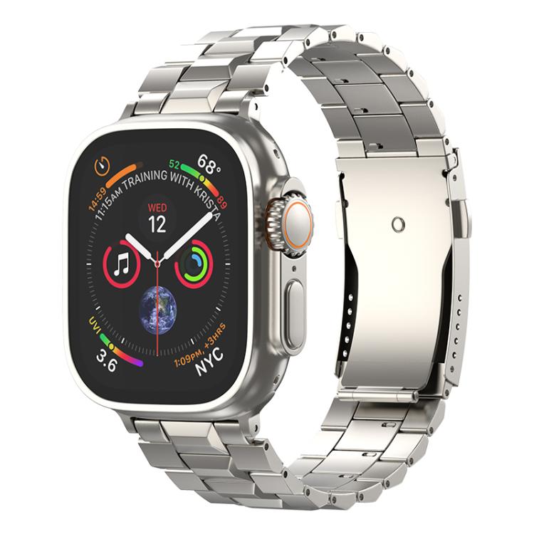For Apple Watch 46mm / 49mm / 45mm / 44mm T-shaped Turtle Buckle Detachable Titanium Watch Band(Titanium)