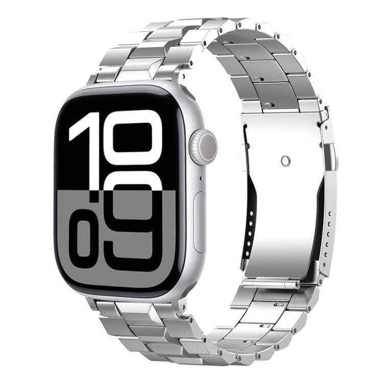 For Apple Watch 42mm / 41mm / 40mm / 38mm T-shaped Turtle Buckle Detachable Titanium Watch Band(Silver)