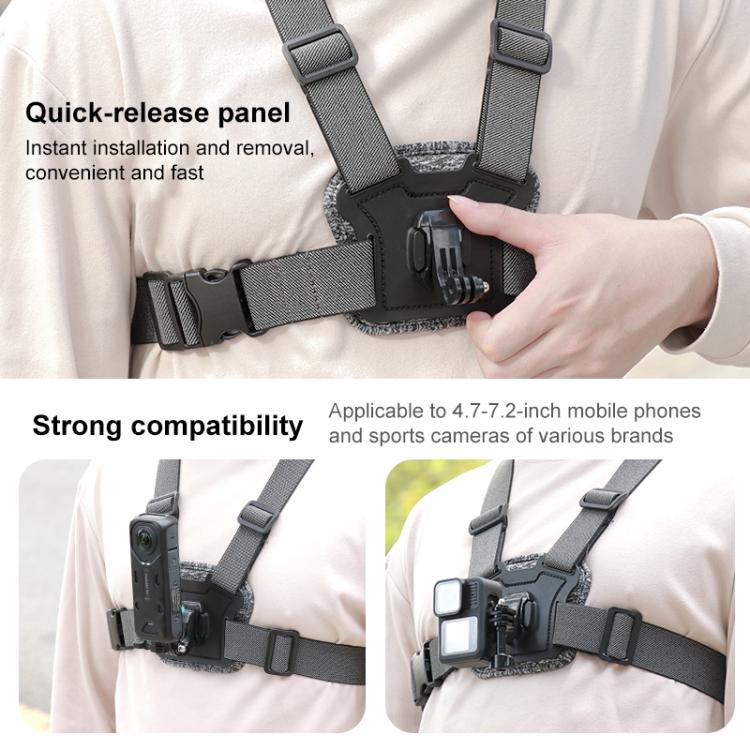 3 in 1 Quick Release Body Mount Belt Chest Strap with Mount & Screw(Grey) - free shipping - PMC Jewellery - Order now!