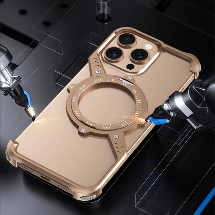 For iPhone 16e S Shaped 360 Holder Airbag Frameless MagSafe Metal Phone Case(Desert Gold) - free shipping - PMC Jewellery - Order now!