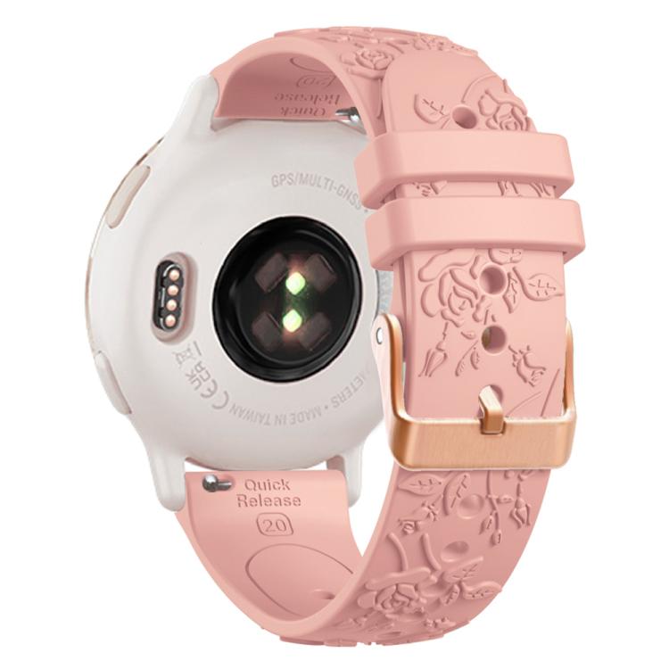 20mm Embossed Rose Gold Buckle Silicone Watch Band(Pink)