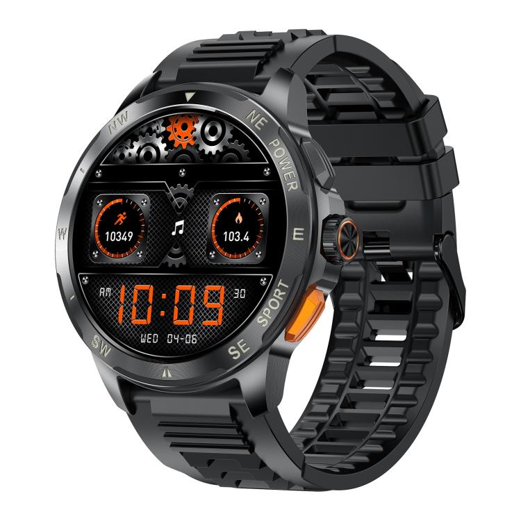 AK77 BT Call Smart Watch, Support Blood Oxygen / Blood Pressure / Heart Rate / Sports Wellness Tracking Fitness Tracker(Black Silicone)