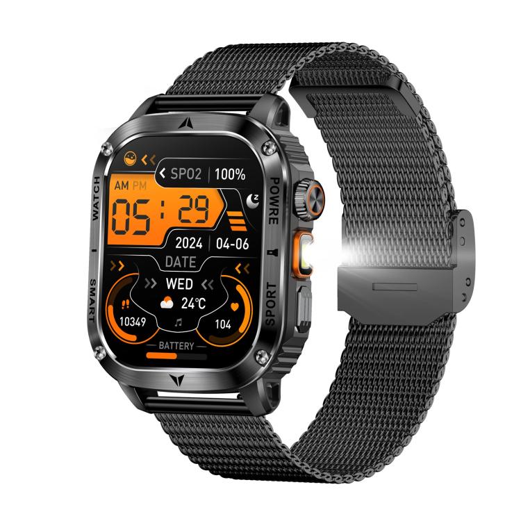 AK80 BT Call Smart Watch, Support Blood Oxygen / Blood Pressure / Heart Rate / Sports Wellness Tracking Fitness Tracker(Black Mesh Steel)