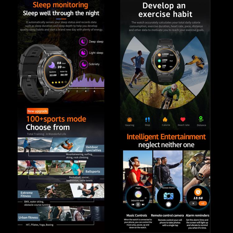 AK81 BT Call Smart Watch, Support Blood Pressure / Heart Rate / Sports Wellness Tracking Fitness Tracker(Silver Silicone)