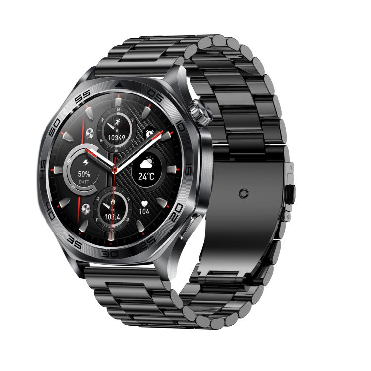 AK83 BT Call Smart Watch, Support Blood Pressure / Heart Rate / Sports Wellness Tracking Fitness Tracker(Black 3-Bead Steel)