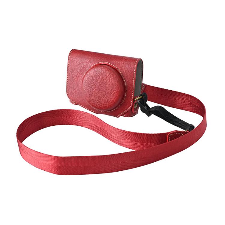 For Canon G7 X Mark III / G7X3 Retro Litchi Texture Leather Full Body Camera Case Bag with Strap(Red)