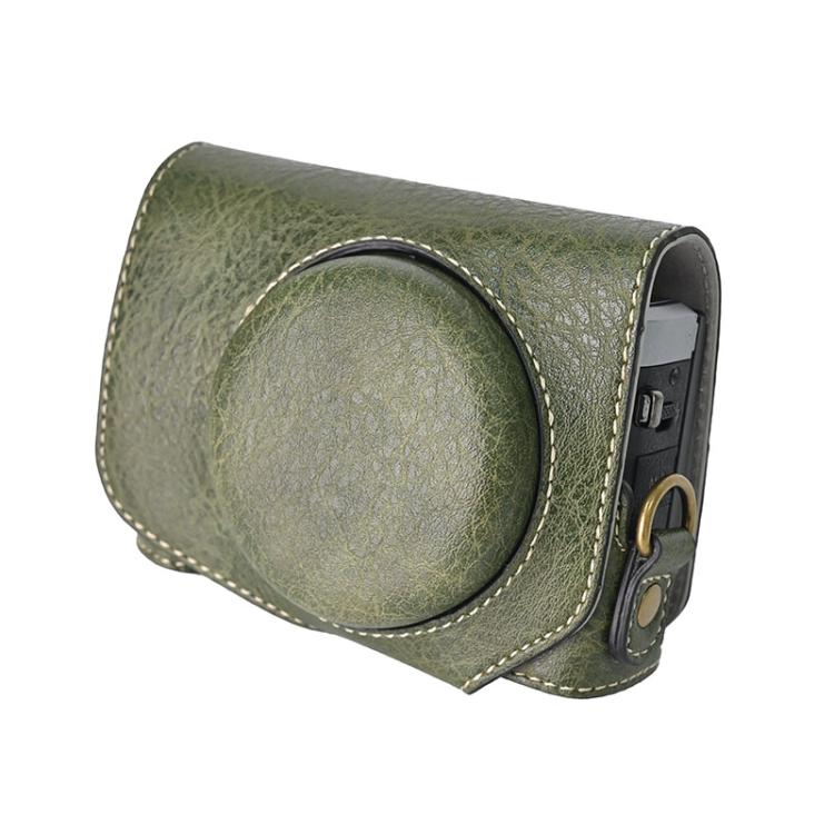 For Canon G7 X Mark III / G7X3 Retro Litchi Texture Leather Full Body Camera Case Bag with Strap(Green)