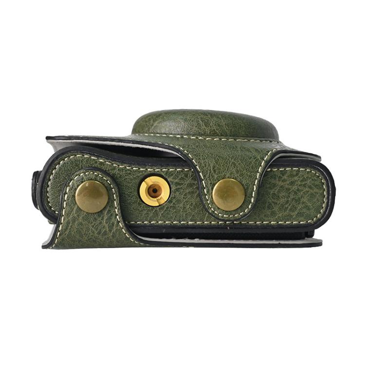 For Canon PowerShot SX740 HS Retro Litchi Texture Leather Full Body Camera Case Bag with Strap(Green)