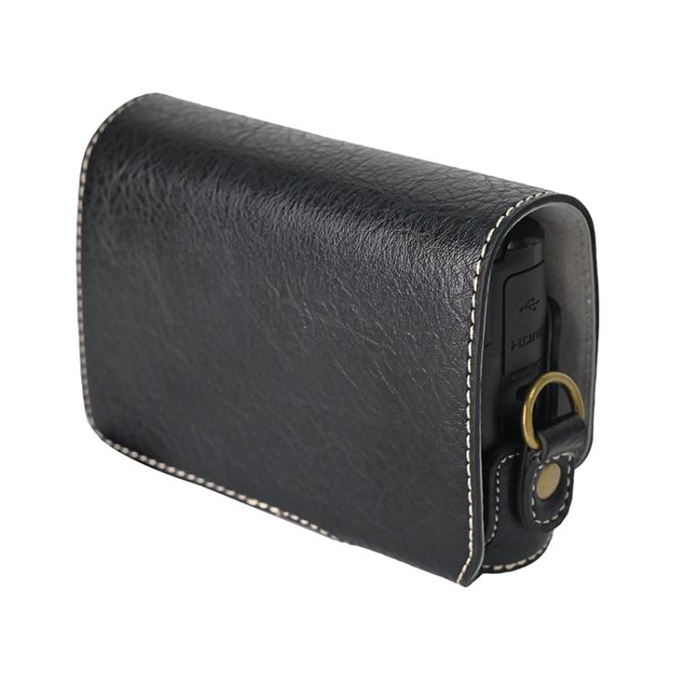 For Canon PowerShot SX740 HS Retro Litchi Texture Leather Full Body Camera Case Bag with Strap(Black)
