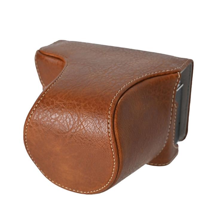 For FUJIFILM X-M5 Retro Litchi Texture Leather Full Body Camera Case Bag with Strap(Coffee) - free shipping - PMC Jewellery - Order now!