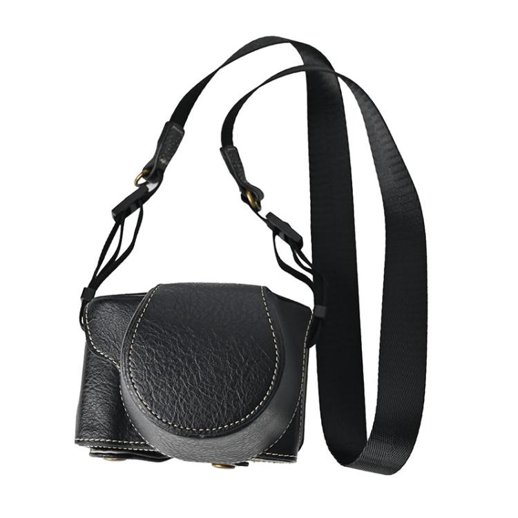 For FUJIFILM X-M5 Retro Litchi Texture Leather Full Body Camera Case Bag with Strap(Black)