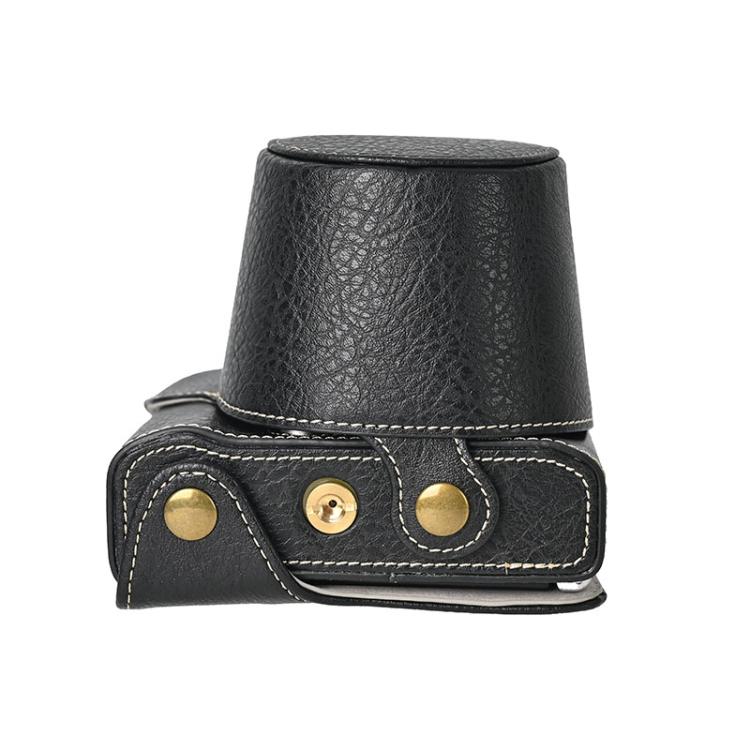 For FUJIFILM X-M5 Retro Litchi Texture Leather Full Body Camera Case Bag with Strap(Black)