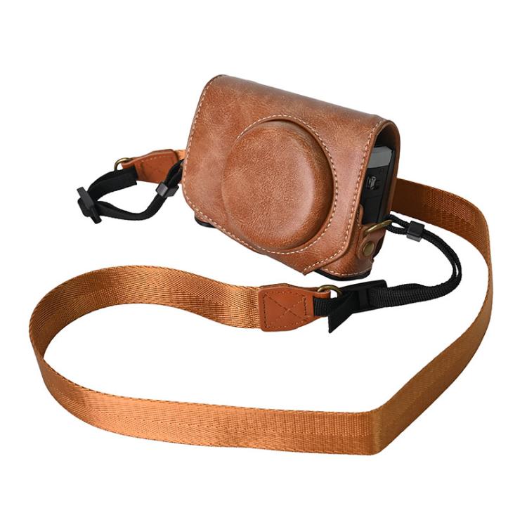 For Canon G7 X Mark III / G7X3 Retro Pull Up Leather Full Body Camera Case Bag with Strap(Brown)