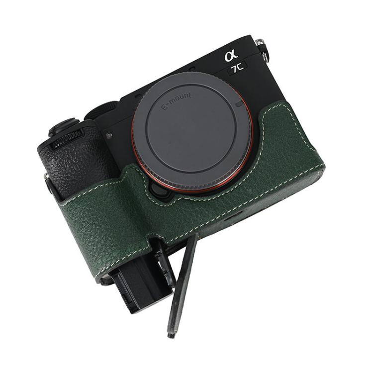 For Sony ILCE-7CM2 / Alpha 7C II Litchi Texture PU Leather Camera Half Case Base(Green) - free shipping - PMC TechLife - Order now!