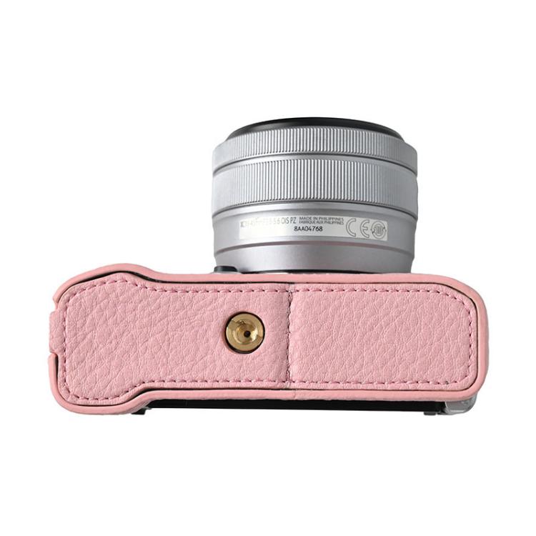 For FUJIFILM X-M5 Litchi Texture PU Leather Camera Half Case Base(Pink)