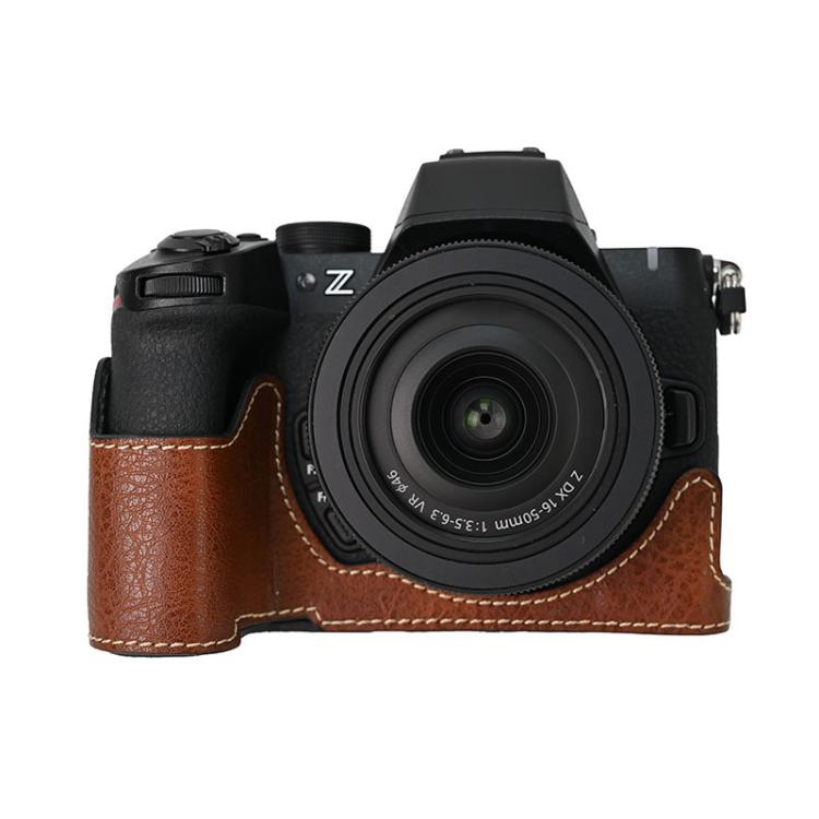 For Nikon Z50II Litchi Texture PU Leather Camera Half Case Base(Coffee)