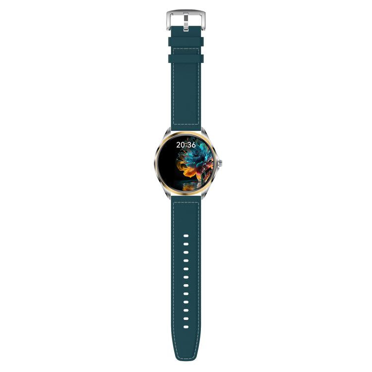 H78 1.43 inch AMOLED Screen Health & Fitness Smart Watch IP67 Water-resistant Support BT Call(Gold Shell Blue Leather)