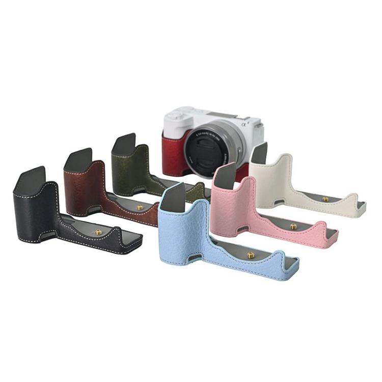 For Sony Alpha ZV-E10 II / ZV-E10M2 Litchi Texture PU Leather Camera Half Case Base(Wine Red) - free shipping - PMC TechLife - Order now!