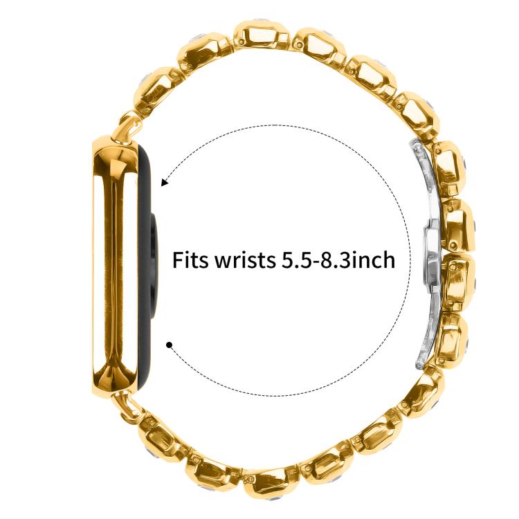 For Xiaomi Mi Band 8 Pro / Redmi Watch 4 Small Square Diamonds Butterfly Buckle Metal Watch Band(Gold)