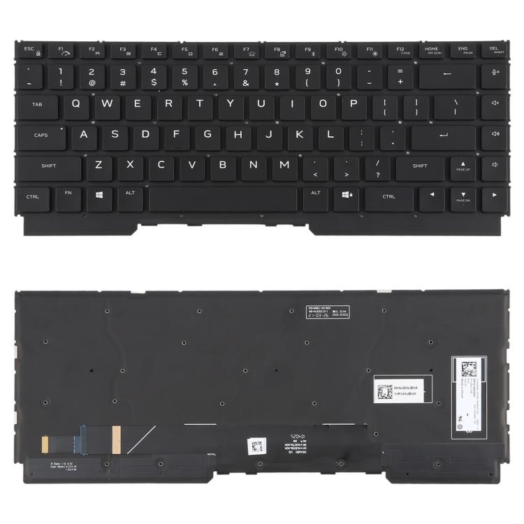 US Version Colorful Backlit Laptop Keyboard for DELL Alienware M15 R5 M15 R6 M15 R7(Black)