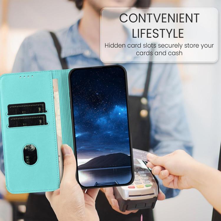 For iPhone 17 Strong Magnetic Frosted Flip Leather Phone Case(Light Blue)