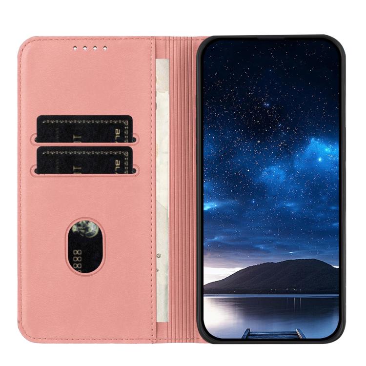 For iPhone 17 Air Strong Magnetic Frosted Flip Leather Phone Case(Pink)