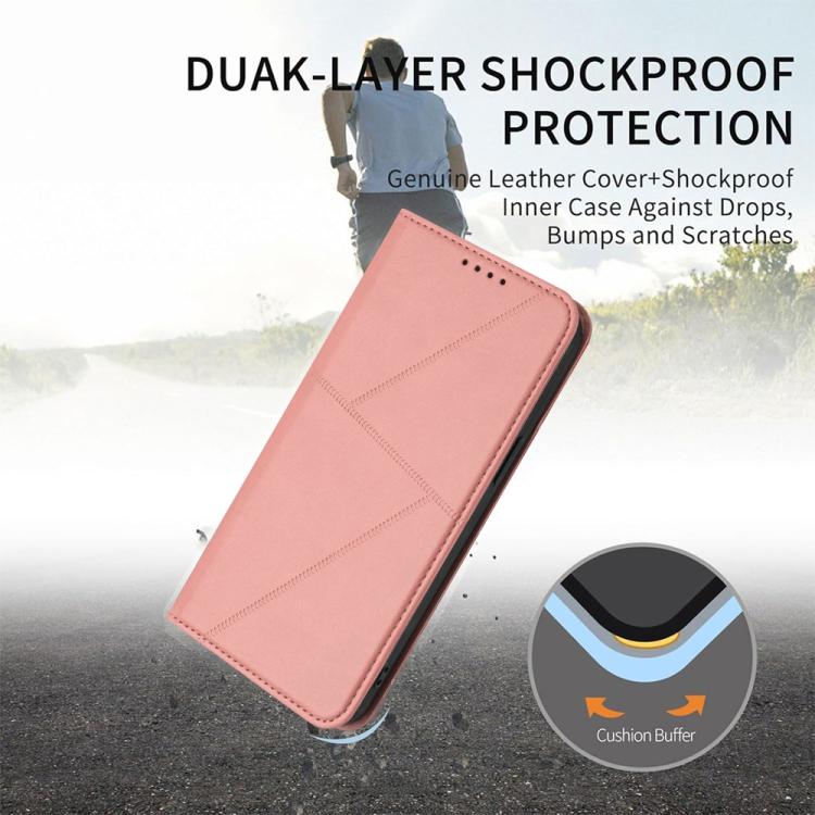 For iPhone 17 Air Strong Magnetic Frosted Flip Leather Phone Case(Pink)