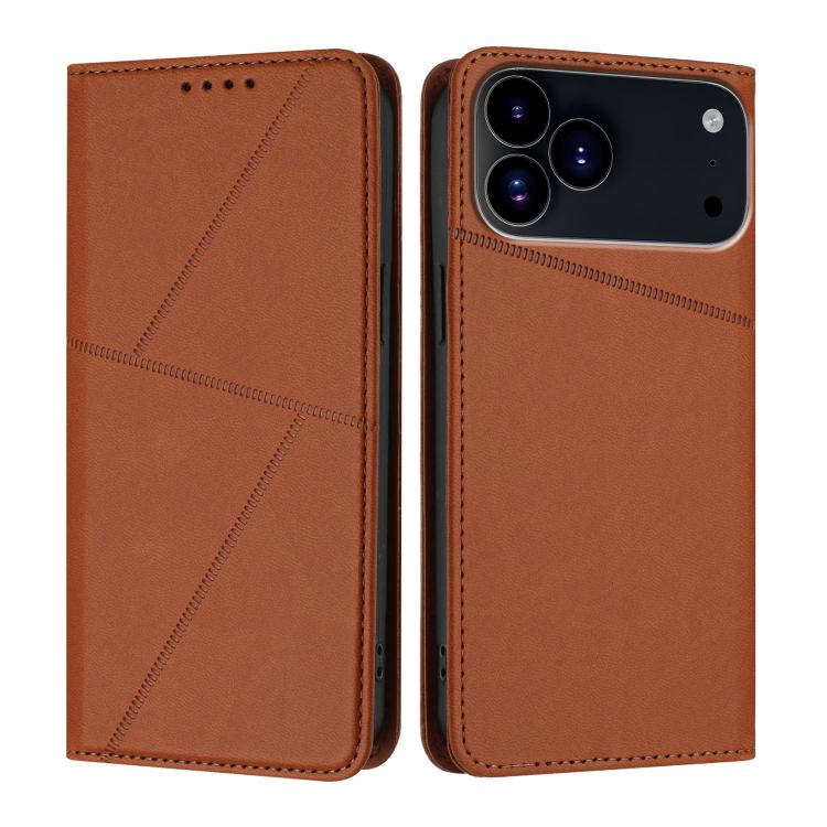 For iPhone 17 Pro Max Strong Magnetic Frosted Flip Leather Phone Case(Coffee Color)