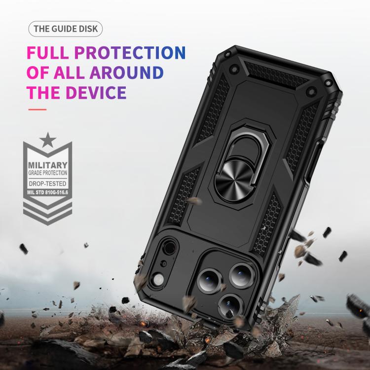 For iPhone 17 Air Shockproof TPU Hybrid PC Phone Case with Holder(Black)