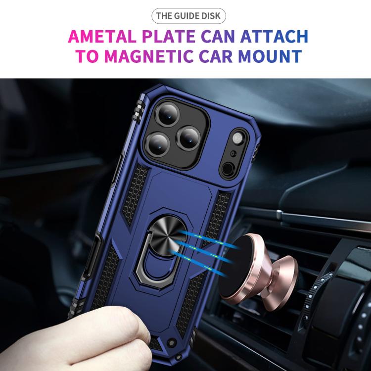 For iPhone 17 Air Shockproof TPU Hybrid PC Phone Case with Holder(Blue)