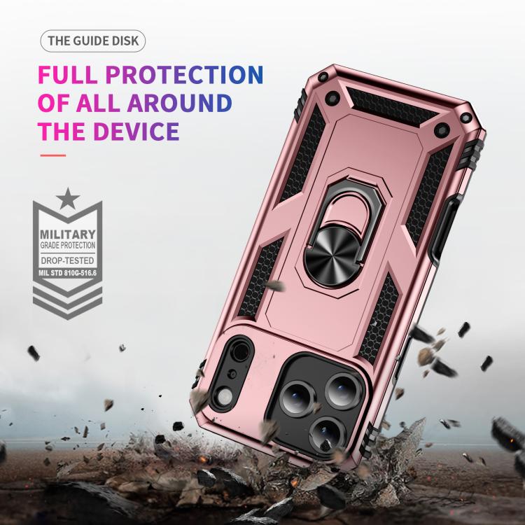 For iPhone 17 Air Shockproof TPU Hybrid PC Phone Case with Holder(Rose Gold)