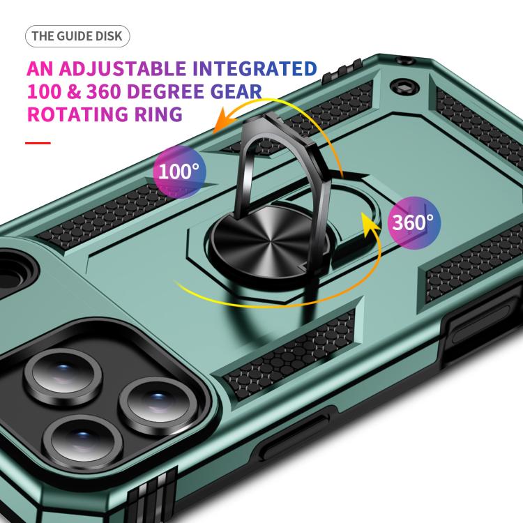 For iPhone 17 Air Shockproof TPU Hybrid PC Phone Case with Holder(Dark Green)