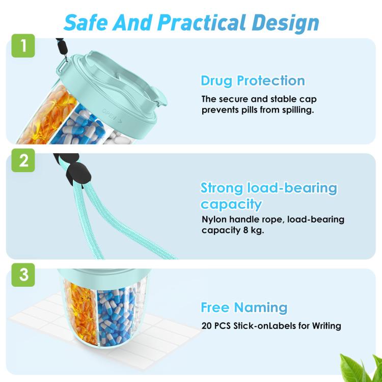 Portable Compartment Sealed Medicine Organizer Large Pill Storage Cup(Blue) - free shipping - PMC TechLife - Order now!