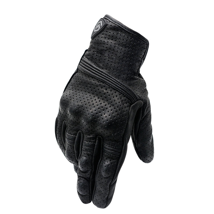 WUPP CS-1049A Outdoor Motorcycle Cycling Breathable Leather Full Finger Gloves with Holes, Size:M(Black) - free shipping - PMC Jewellery - Order now!