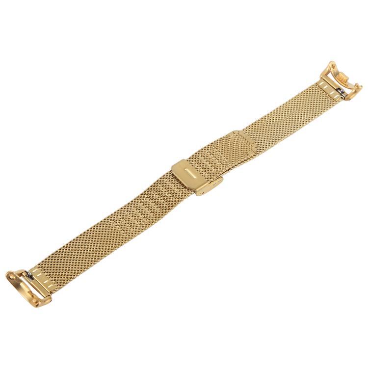 For Xiaomi Smart Band 9 / 8 Integrated Buckle Embossed Milanese Metal Watch Band(Gold)