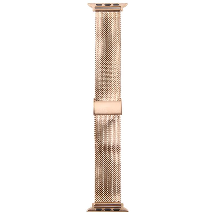 For Apple Watch 42mm / 41mm / 40mm / 38mm Integrated Buckle Embossed Thick Milanese Metal Watch Band(Rose Gold)