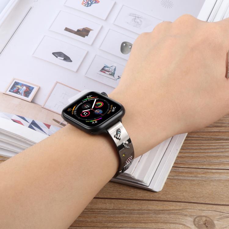 For Apple Watch 46mm / 49mm / 45mm / 44mm Diamond Quick Release Chain Bracelet Metal Watch Band(Rose Gold)