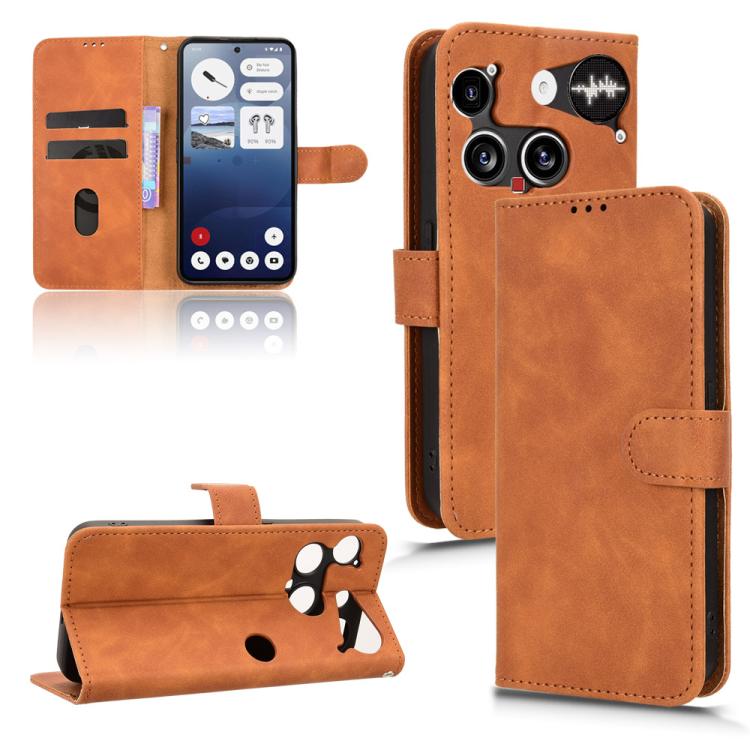 For Nothing Phone 3 Skin Feel Magnetic Flip Leather Phone Case(Brown) - free shipping - PMC Jewellery - Order now!