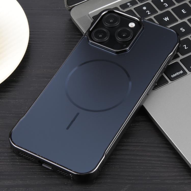 For iPhone 16e Electroplating Frameless Frosted Anti-Glare PC MagSafe Phone Case(Black) - free shipping - PMC Jewellery - Order now!