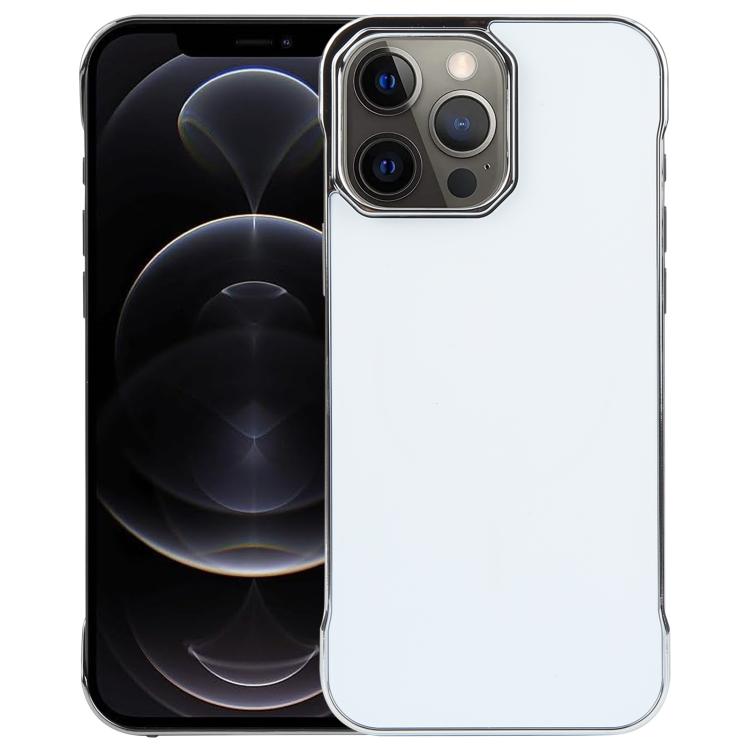 For iPhone 13 Pro Max / 12 Pro Max Electroplating Frameless Frosted Anti-Glare PC MagSafe Phone Case(Silver White)