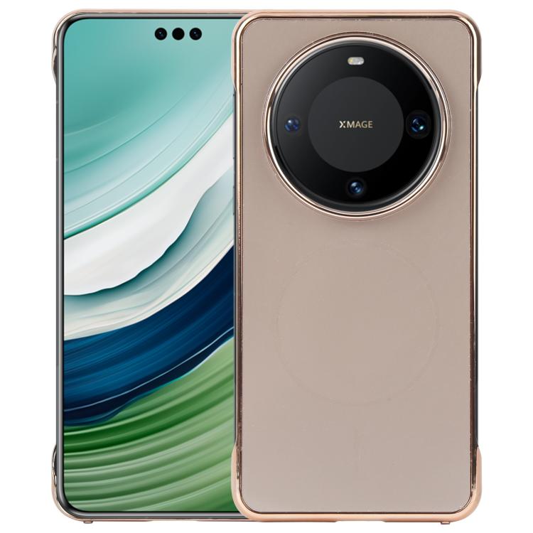For Huawei Mate 60 Pro Electroplating Frameless Frosted Anti-Glare PC MagSafe Phone Case(Desert Gold)