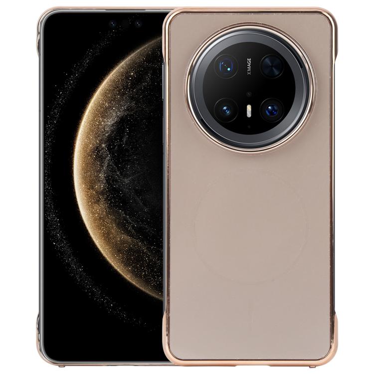 For Huawei Mate 70 Pro Electroplating Frameless Frosted Anti-Glare PC MagSafe Phone Case(Desert Gold)