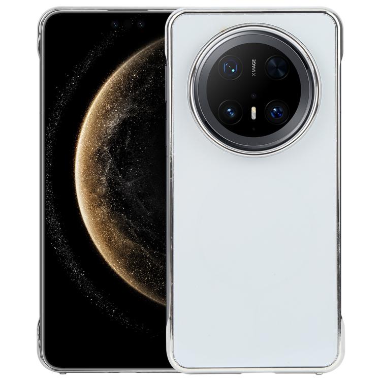 For Huawei Mate 70 Pro Electroplating Frameless Frosted Anti-Glare PC MagSafe Phone Case(Silver White)