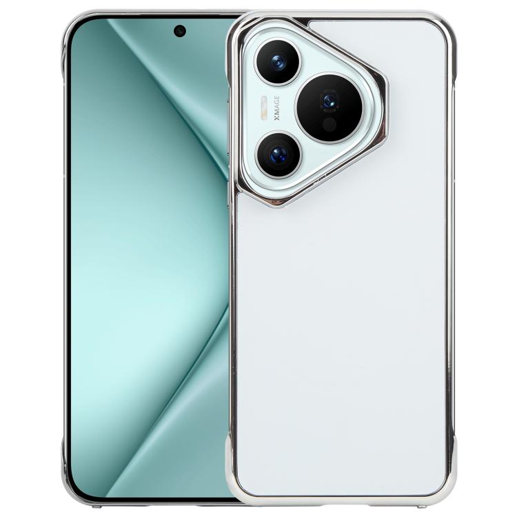For Huawei Pura 70 Electroplating Frameless Frosted Anti-Glare PC MagSafe Phone Case(Silver White)