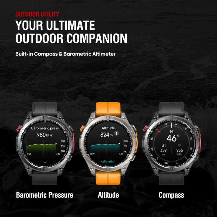 Zeblaze Stratos 4 Rugged Outdoor GPS Smart Watch 1.43 inch Screen 5 ATM & IP69K(Orange)