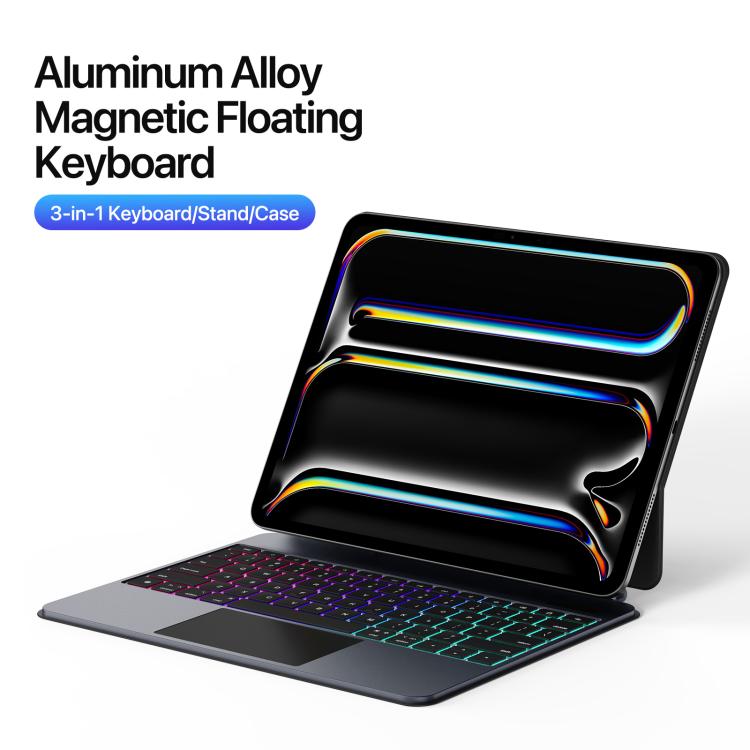 For iPad Pro 13 2024 DUX DUCIS MK Pro Series Floating Magnetic Keyboard Tablet Leather Case(Black)