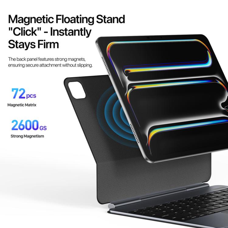 For iPad Pro 13 2024 DUX DUCIS MK Pro Series Floating Magnetic Keyboard Tablet Leather Case(Black)