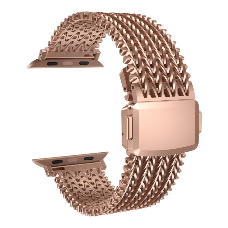 For Apple Watch 42mm / 41mm / 40mm / 38mm Mesh Magnetic Stainless Steel Watch Band(Rose Gold)