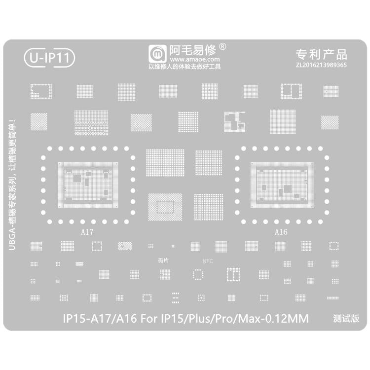 AMAOE 0.12mm Reballing Stencil For iPhone 15 Series - free shipping - PMC TechLife - Order now!