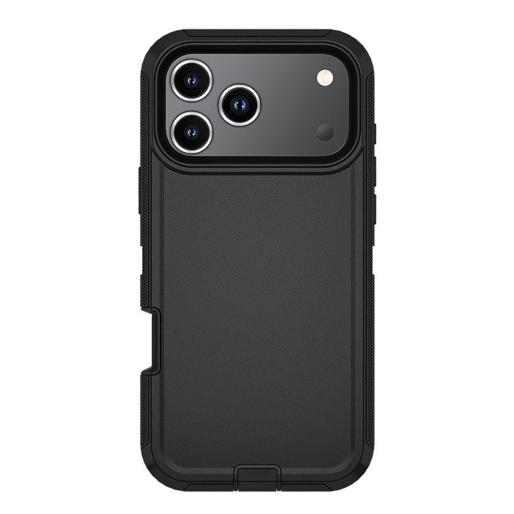For iPhone 17 Pro Max Kalebol Shockproof PC Hybrid TPU Phone Case with Back Clip(Black)
